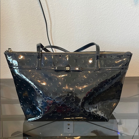 Kate Spade‎ Tote Bag Large Sophie Camellia Street Black PVC Patent Leather - Picture 1 of 16